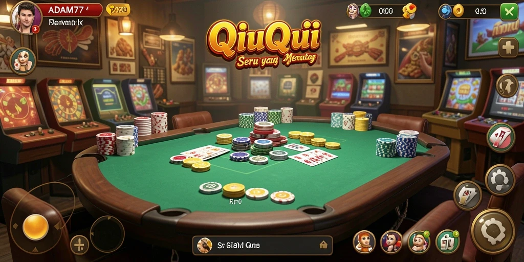 Screenshot gameplay ADAM77 yang menampilkan saat seru bermain QiuQiu.