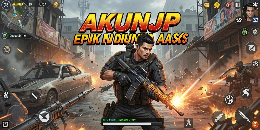 Screenshot menampilkan momen aksi intens dalam permainan AKUNJP.