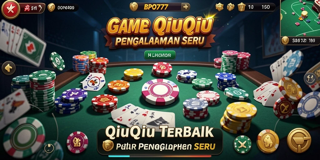 Screenshot BPO777 menampilkan suasana permainan QiuQiu yang seru dan kompetitif.
