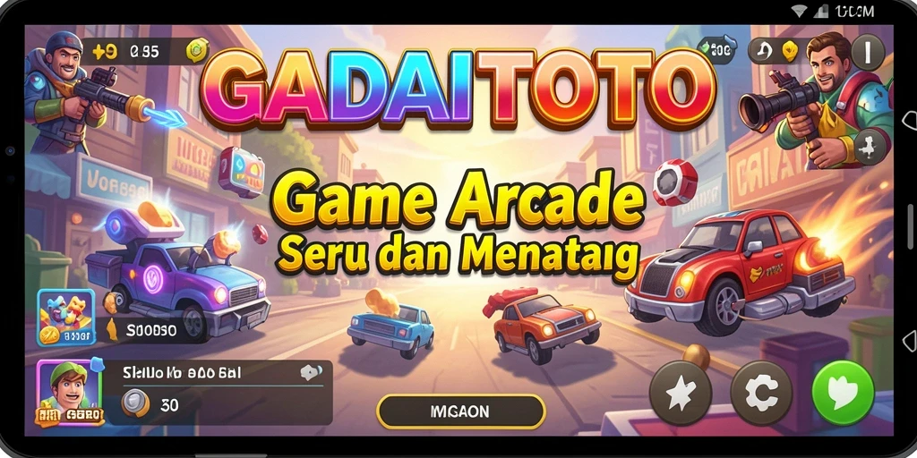 Screenshot utama GADAITOTO menampilkan aksi seru dalam gameplay Arcade.