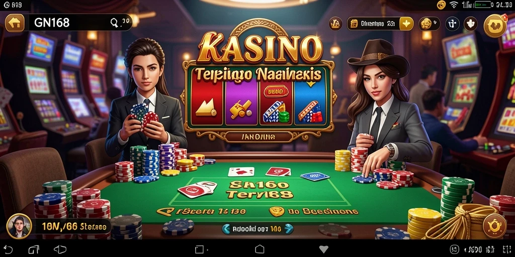 Tangkapan layar gameplay GN168 menampilkan aksi seru dari permainan Kasino.