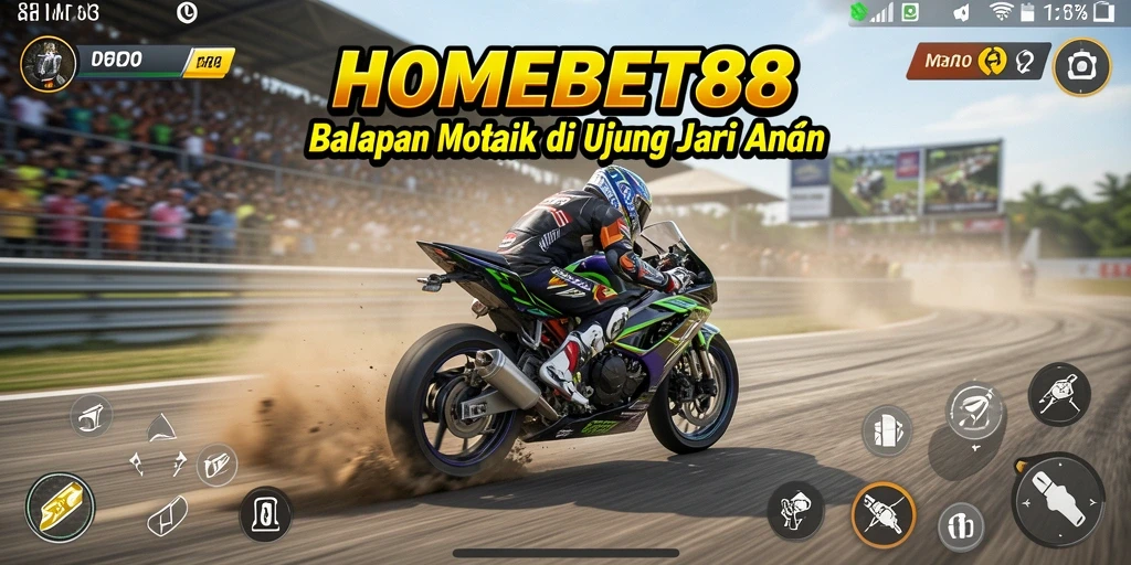 Tampilan gameplay menawan dari balapan motor intens di HOMEBET88.