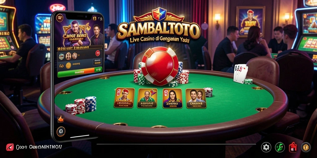 Tangkapan layar gameplay SAMBALTOTO yang menampilkan dealer langsung dan meja permainan.