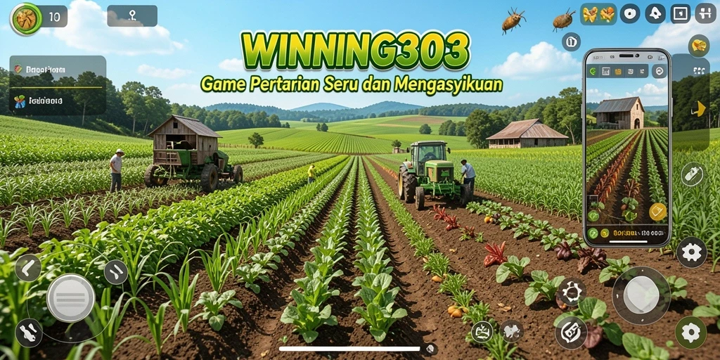Tangkapan layar gameplay WINNING303 menampilkan aktivitas bertani yang seru.